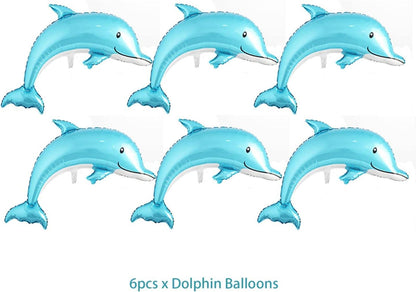 6Stück Delfin Luftballons Meerjungfrauen Party Dekoration
