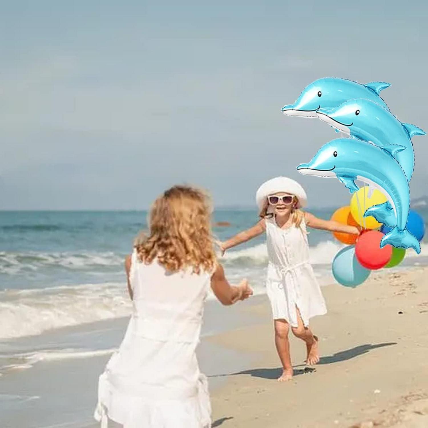 6er Set Delfin Luftballons 117 cm - Unter dem Meer Party Deko