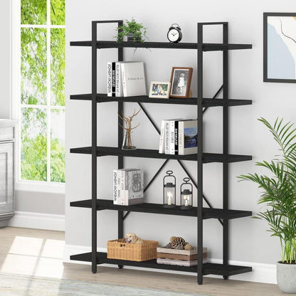 Industrielles Bücherregal 5 Ebenen Schwarz – Modernes Standregal
