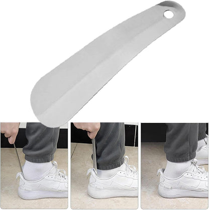 Schuhlöffel Edelstahl 16cm Shoe Horn hängendem Loch ergonomischer Form herren damen Kinder Senioren Silber