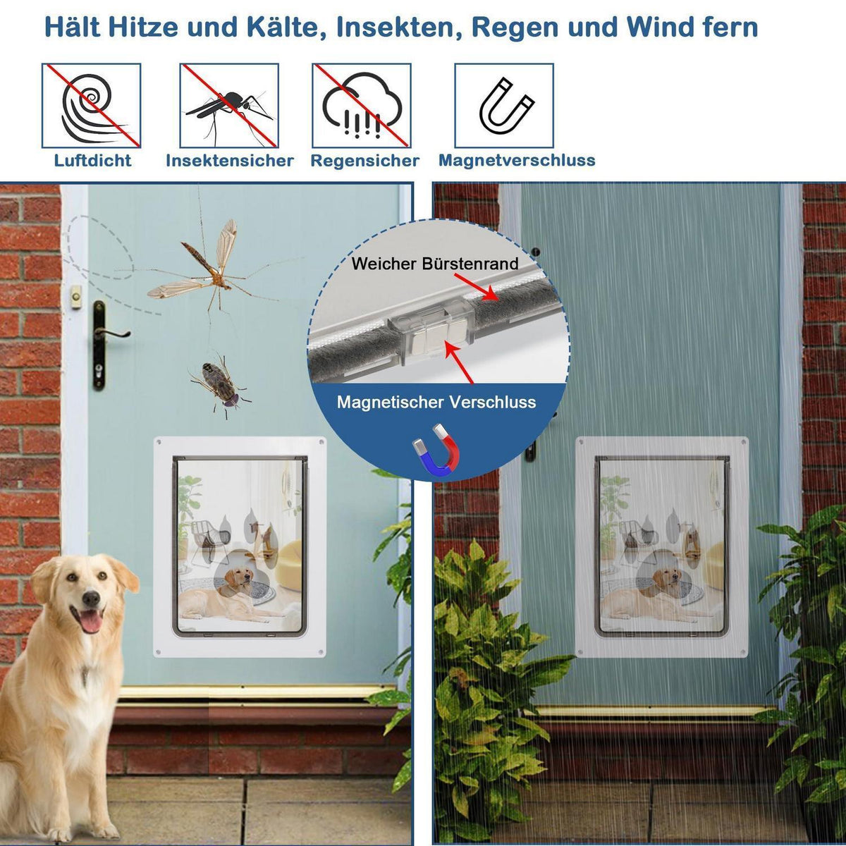 Große Hundeklappe 45kg – Wetterfest & Einfach Installieren