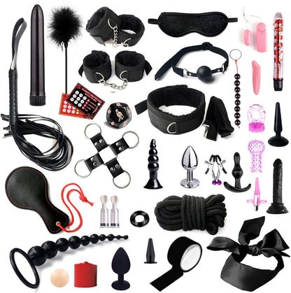 BDSM Sex Bondage Set 35-teilig Paar Fessel Handschellen Peitsche