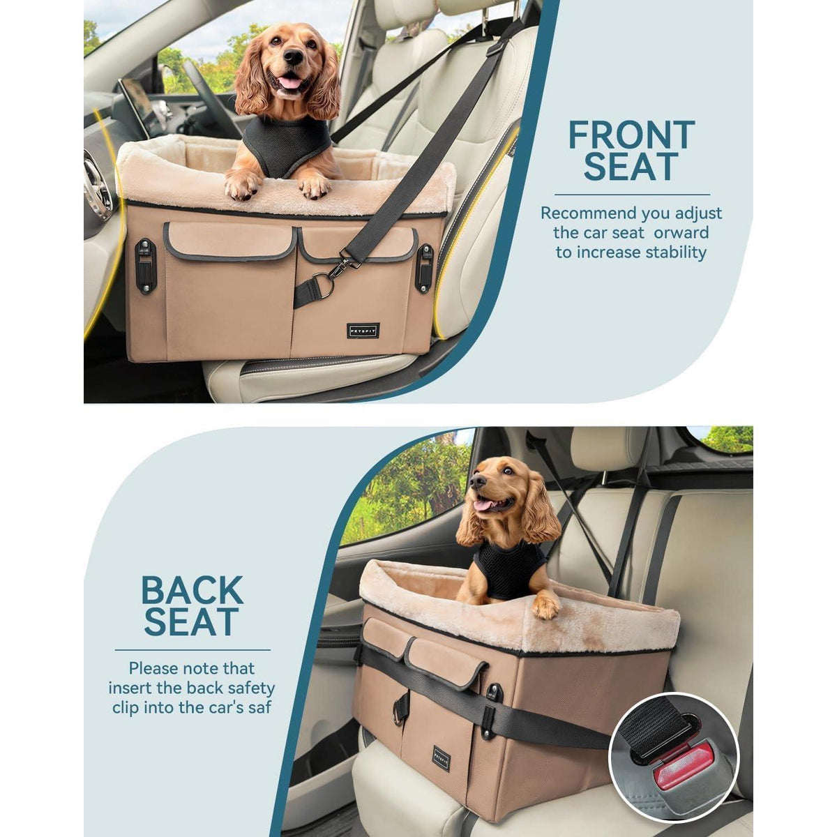 Hunde Autositz für Rückbank – Bequem & Sicher (M)
