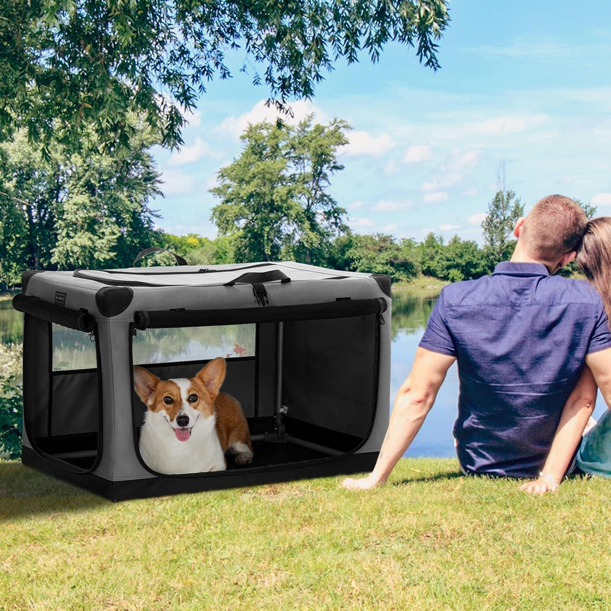 Faltbare Hundebox mit 3 Türen – Komfortabel & Sicher für Reisen
