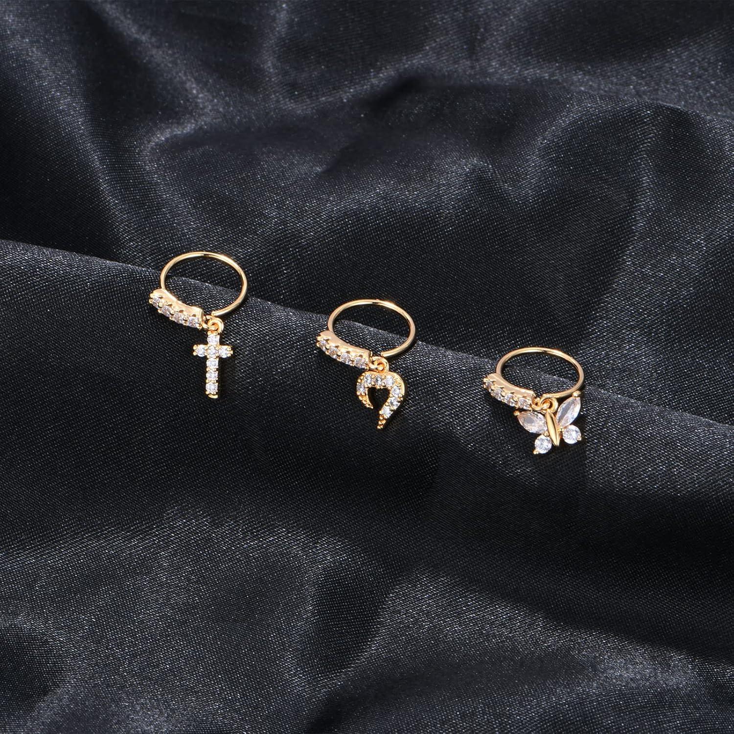 Nasenpiercing Fake 20G Chirurgenstahl Silber Rosegold 3er