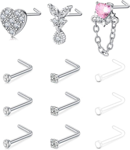 Flexibler Bioflex Nasenpiercing Retainer 18G/20G CZ Edelstahl