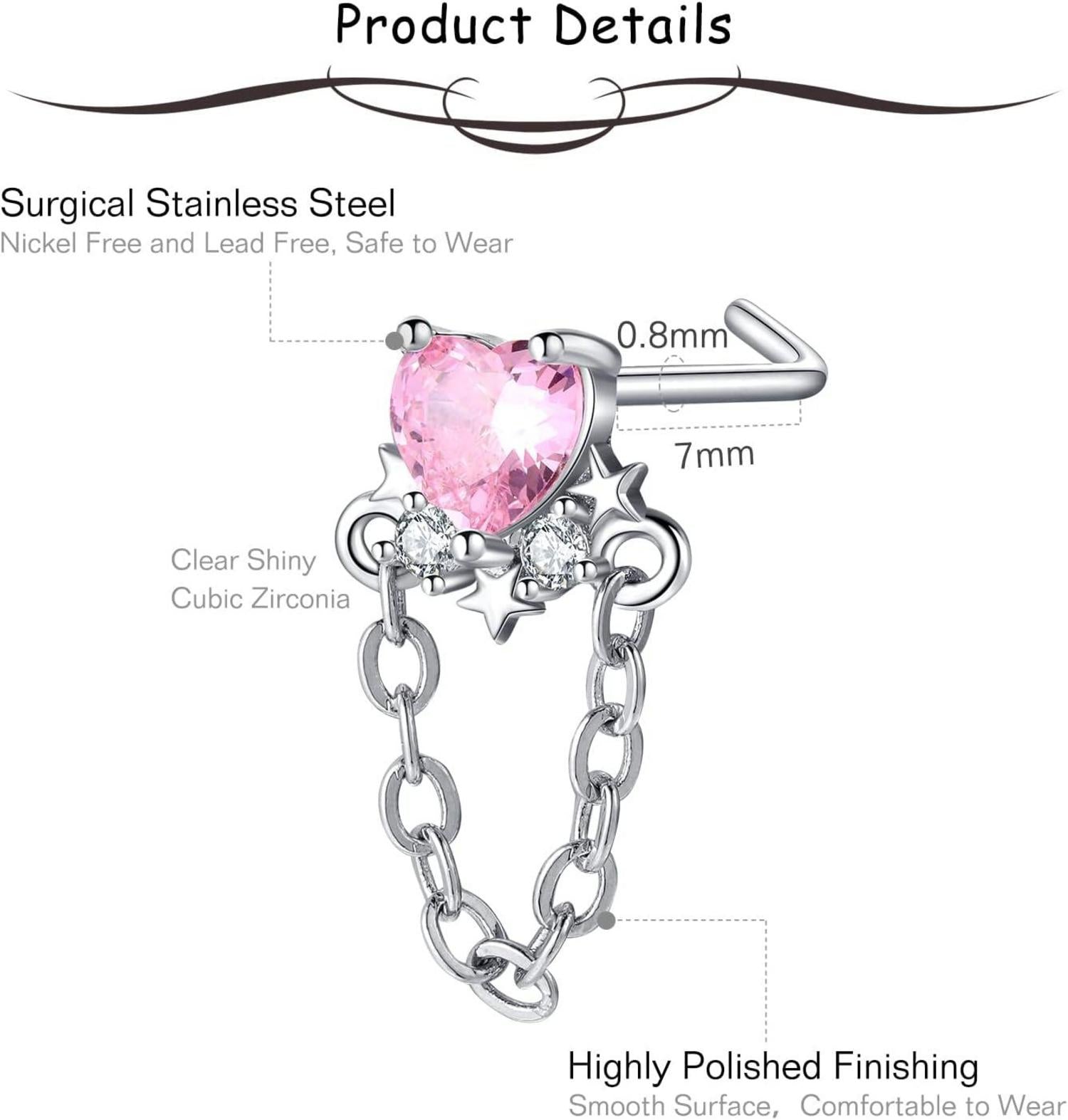 Flexibler Bioflex Nasenpiercing Retainer 20G CZ Stein Edelstahl
