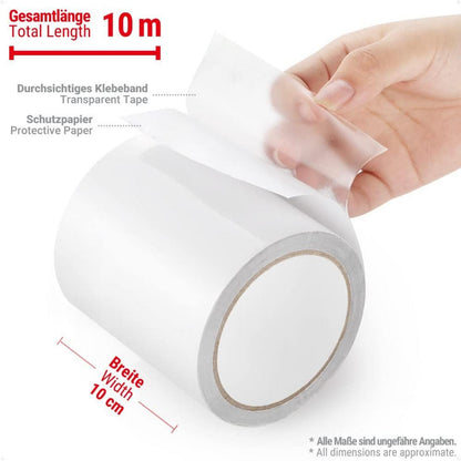 Professionelles Zelt Klebeband Reparaturset 10m x 10cm transparent wasserdicht