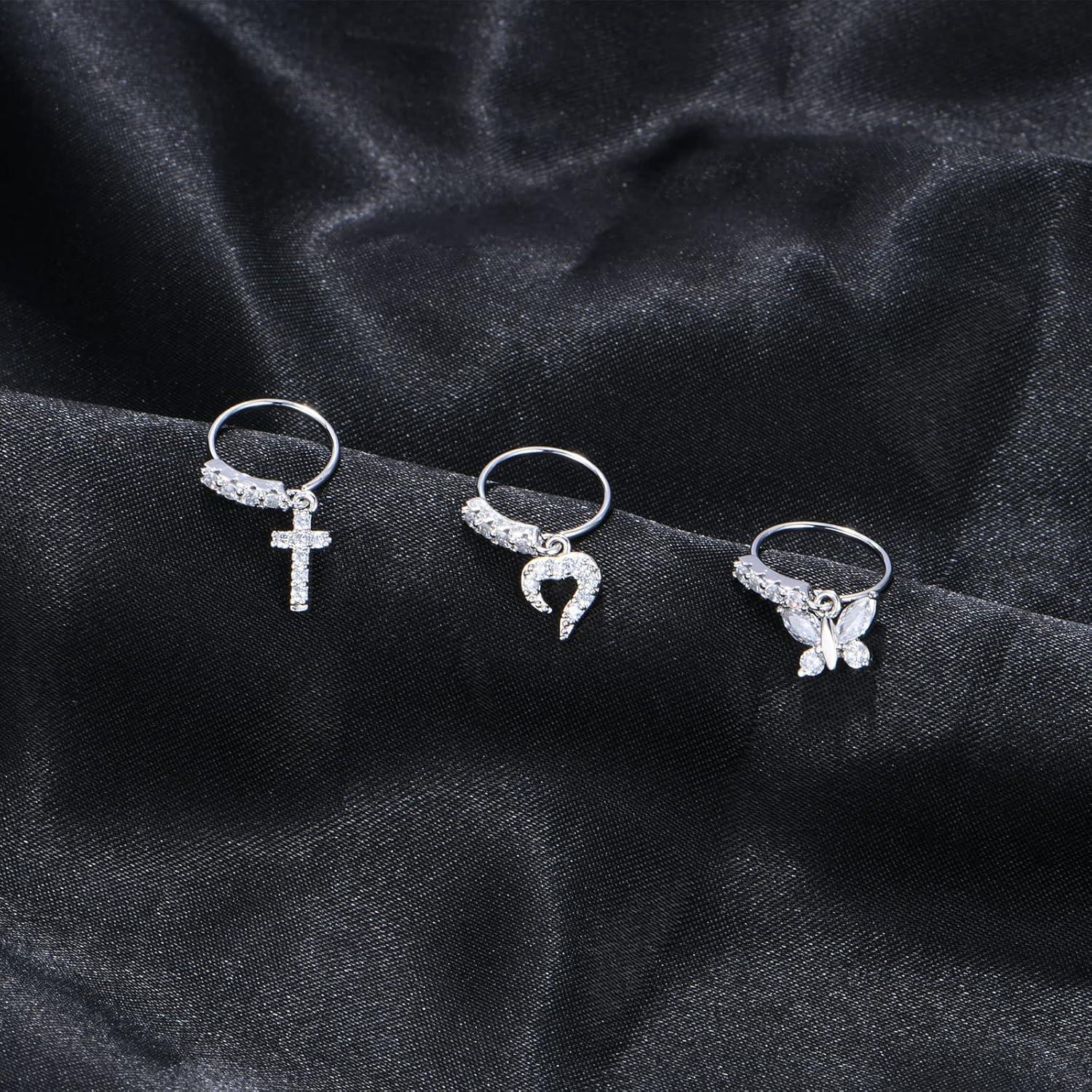 Chirurgenstahl Nasenpiercing Set 20G CZ-Stein 3 Stück Fake