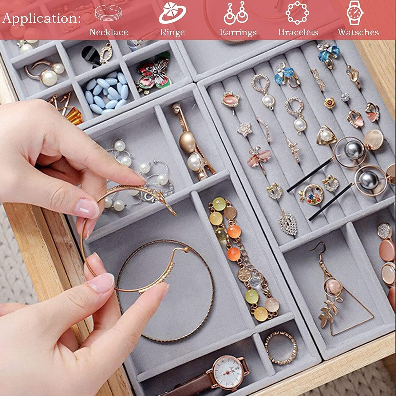 Schmuckaufbewahrung Schubladen-Set 4PCS Grau Organizer für Ohrringe Ringe Armband