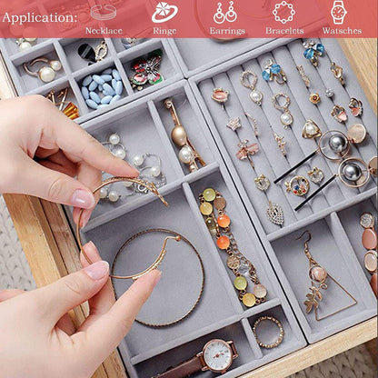 Schmuckaufbewahrung Schubladen-Set 4PCS Grau Organizer für Ohrringe Ringe Armband