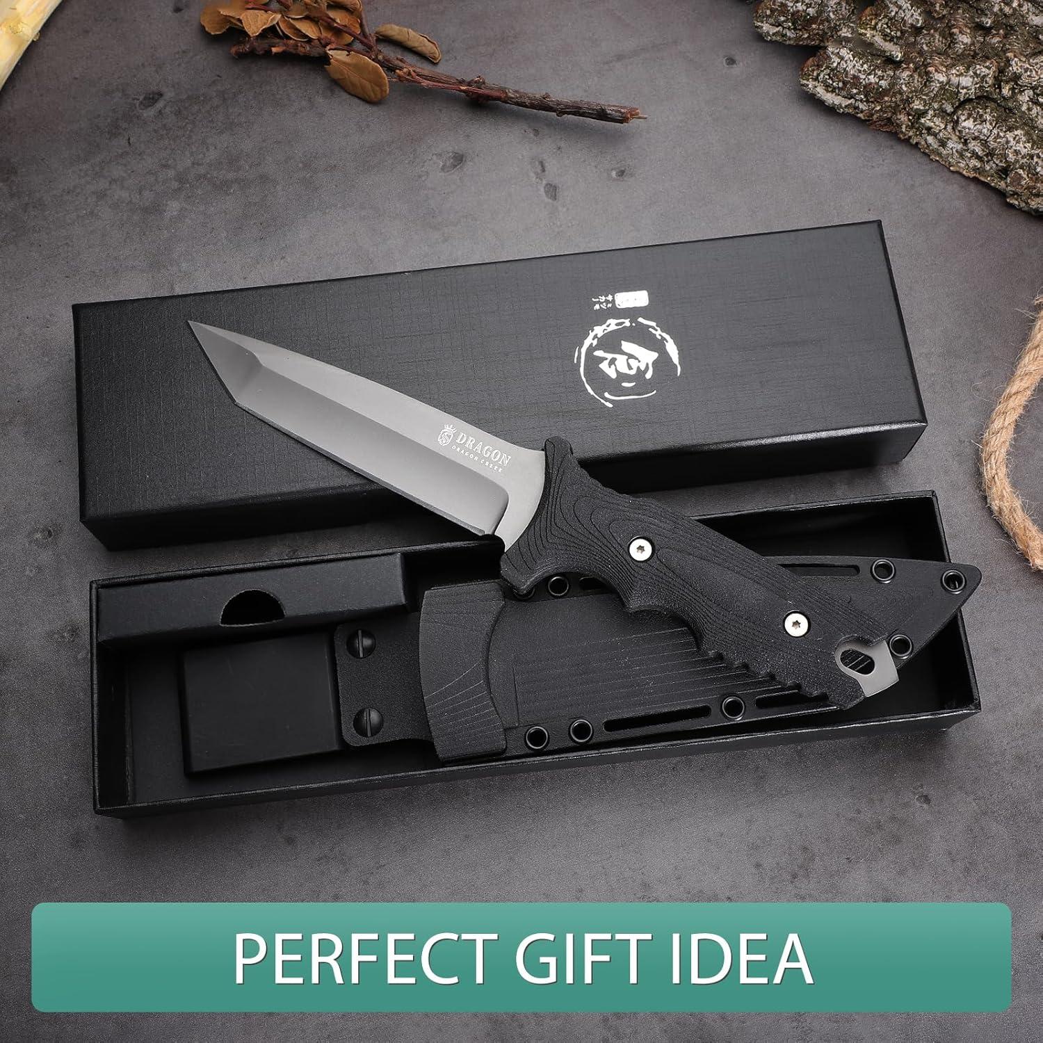 Outdoor Bushcraft Messer Dragon Creek Tanto 440C Stahl Survival Klinge
