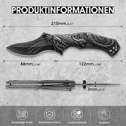Dragon Creek Outdoor Klappmesser D2 Stahl Taschenmesser Bushcraft Survival