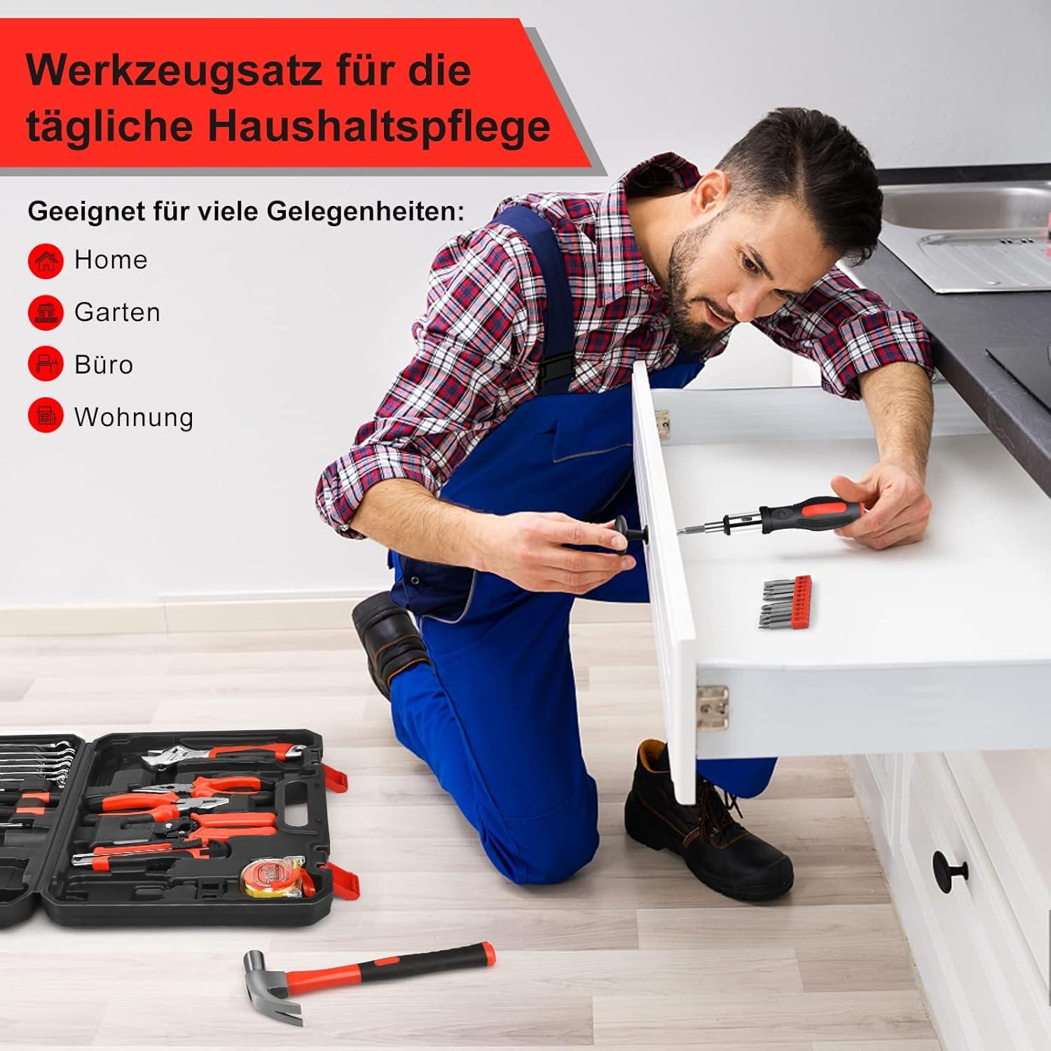 Werkzeugkoffer 214 tlg Profi Gefüllt Steckschlüsselsatz Ratsche Rot