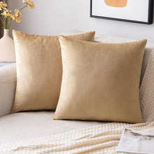 Samt Kissenbezug Dekorative Sofakissen 2er Set 40x40cm Khaki