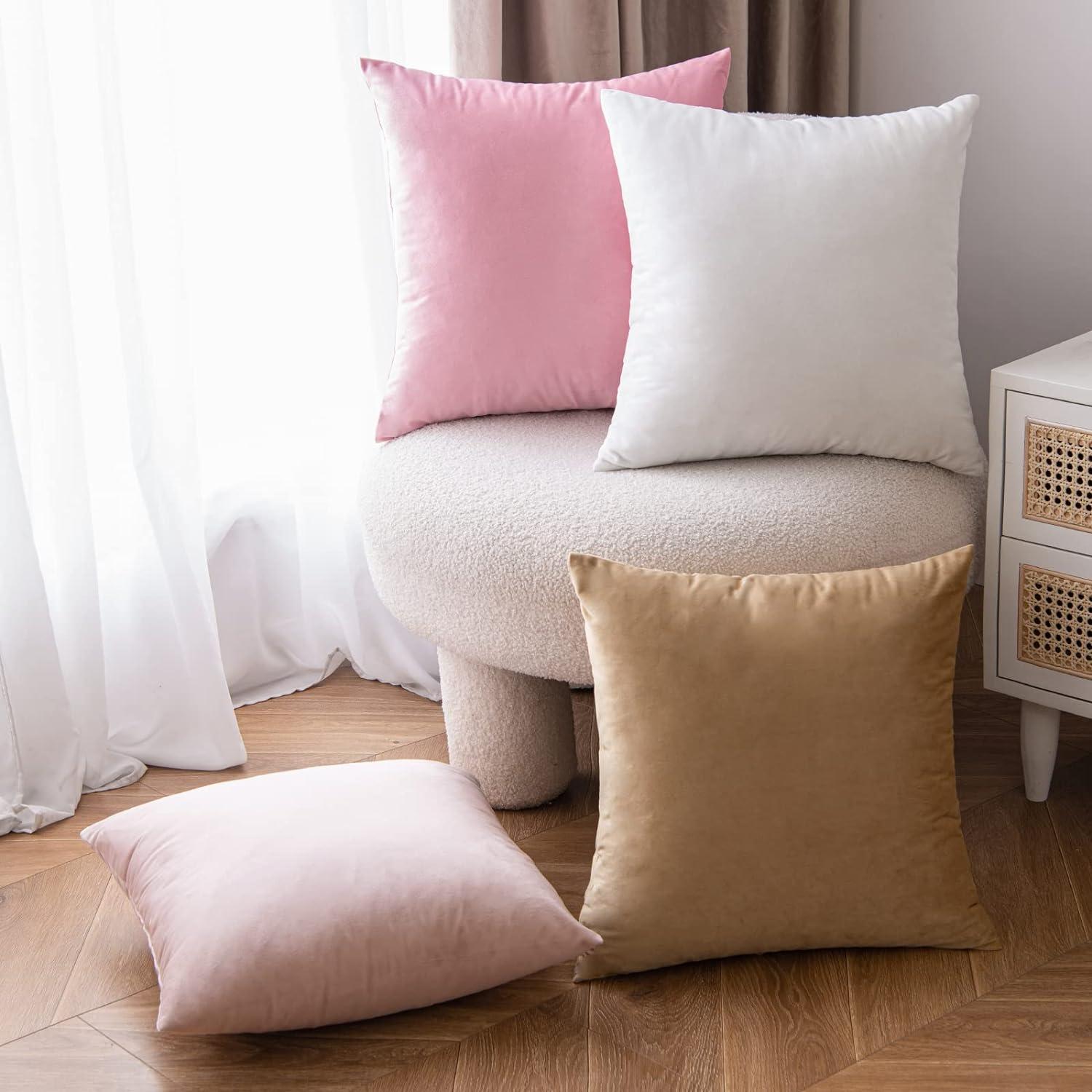 Samt Kissenbezug Dekorative 40x40 cm Set Khaki 2er Verstecktem Reißverschluss