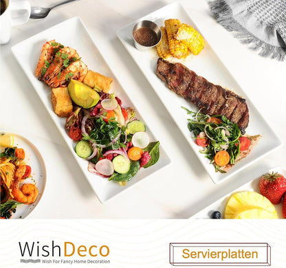 WishDeco Servierplatten Weiß Rechteckig 3er Set 36x15 cm