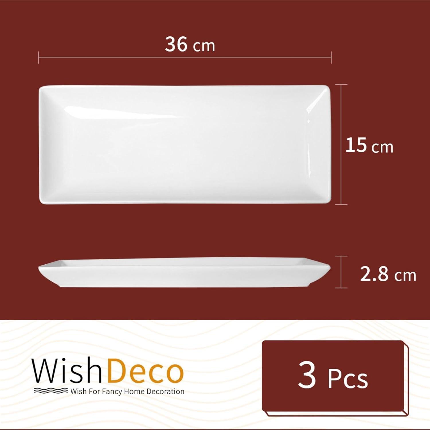 Servierplatten Set Porzellan Rechteckig Weiß 36x15cm
