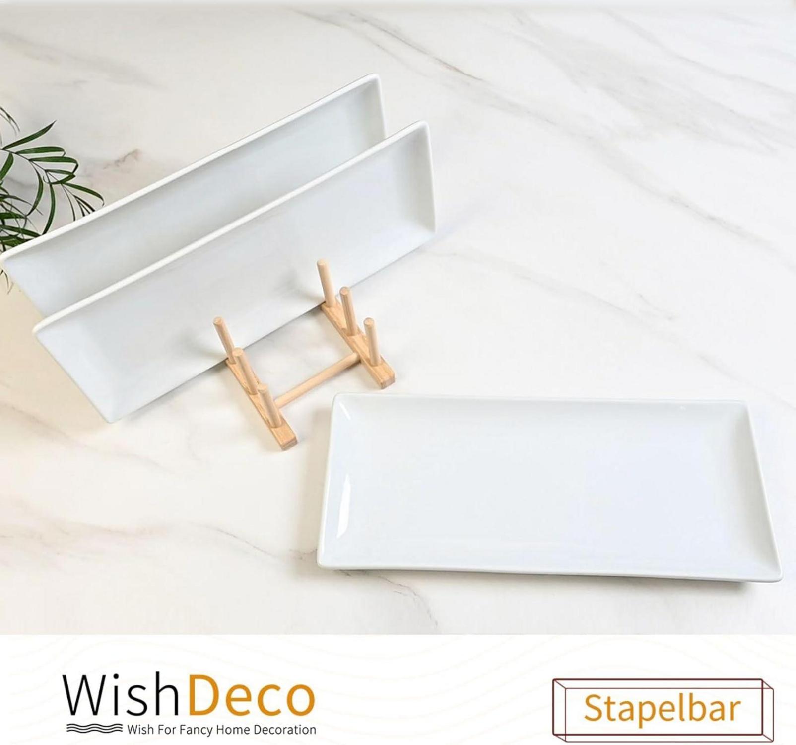 Servierplatten Set Weiß Rechteckig Porzellan 3er Groß 36x15cm