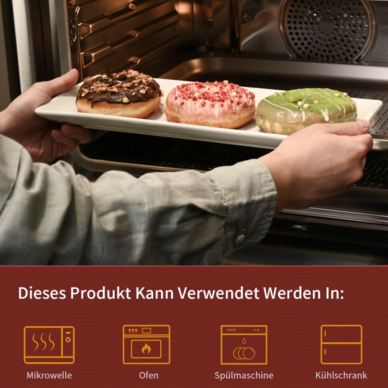 Servierplatte Set Weiß Rechteckig 3er 36x15 cm Porzellan Keramik für