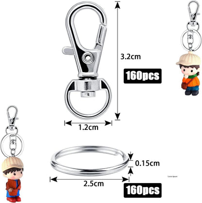 Schlüsselring Edelstahl 320 Stück Karabiner Haken Drehgelenk
