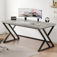 Grauer PC-Gaming-Schreibtisch Holz Metall moderner Bauernhaus Stauraum