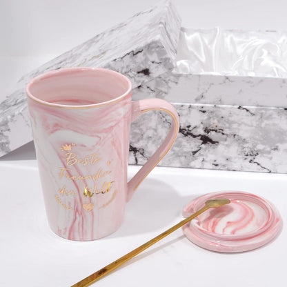 BOKALAKA Beste Freundin Geschenk Kaffeetasse 400ml Rosa Keramik