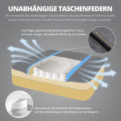 Ergonomischer Gaming Stuhl mit Massage und Fußstütze, Grau