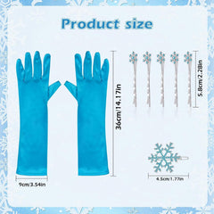 Elsa Kostüm Damen Mädchen Prinzessin Krone Handschuhe Set