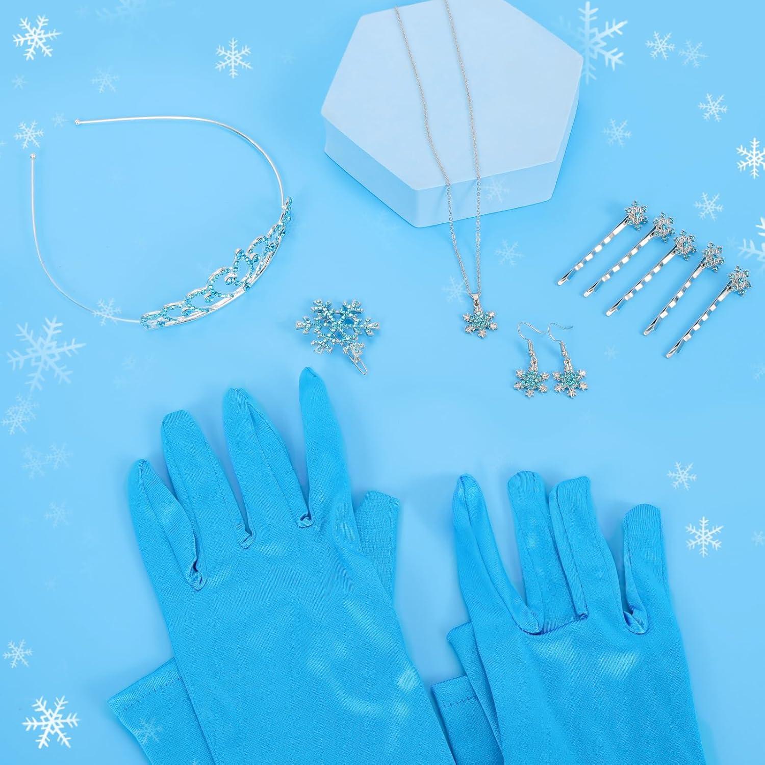 elsa krone handschuhe ELSA Kostüm Damen Mädchen Krone Handschuhe Schneeflocken – LuxusKollektion