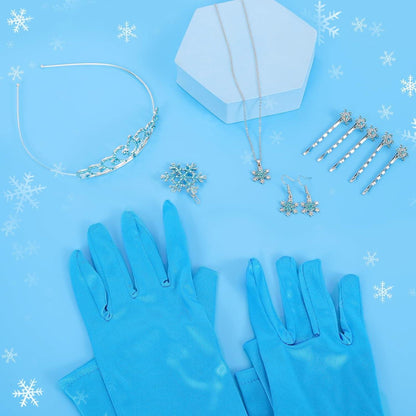Elsa Kostüm Damen Mädchen Frozen Prinzessin Karneval Fasching Set