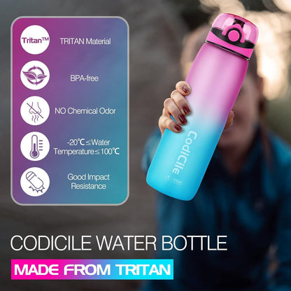 CodiCile Wasserflasche 1L Tritan Sport Trinkflasche mit