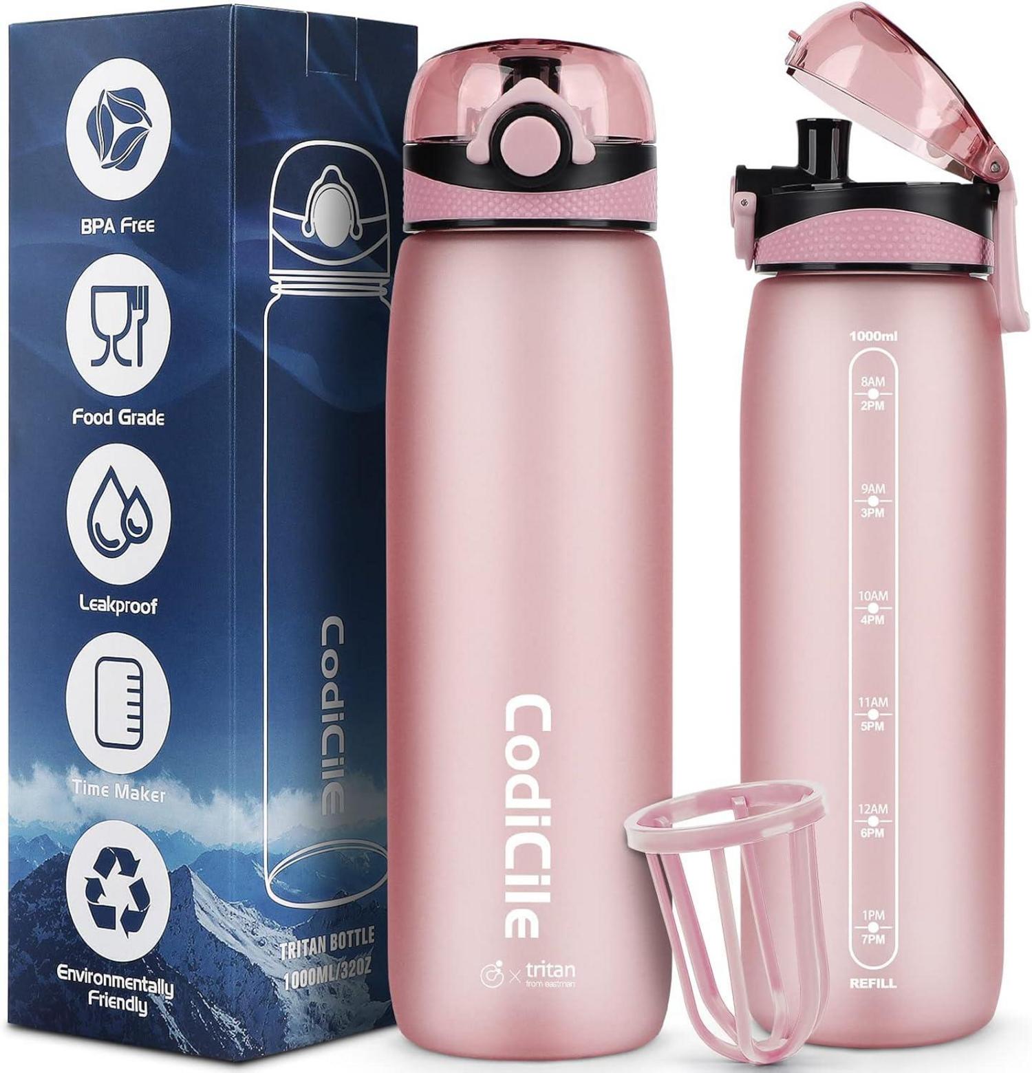 Sport Trinkflasche 1L BPA-frei Tritan Zeitmarkierung & Filter