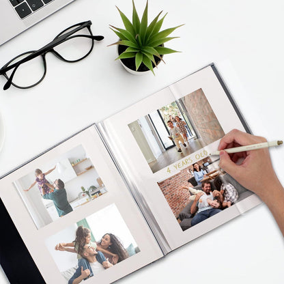 Großes DIY Leinen Fotoalbum mit 60 weißen Seiten, 33x32cm