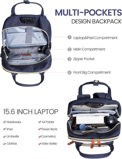 Rucksack Damen 17 Zoll Laptop Schulrucksack Mädchen Wasserdicht Anti-Diebstahl