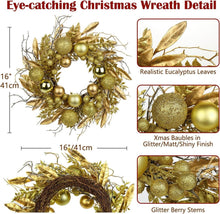 Goldener Weihnachtskranz mit Kugeln & Fernzweigen Ø 40cm