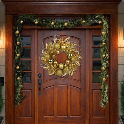 Goldener Weihnachtskranz mit Kugeln und Zweigen, Ø 40cm