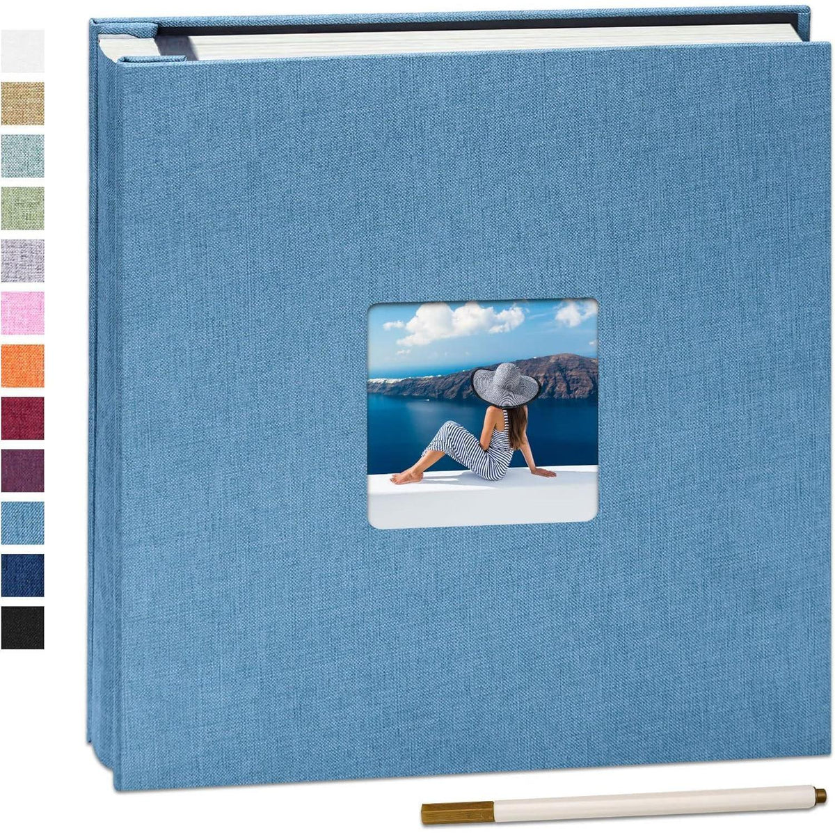 Selbstklebendes Fotoalbum Leinen Himmelblau 120 Seiten