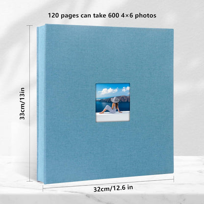 Selbstklebendes Fotoalbum Leinen Himmelblau 120 Seiten