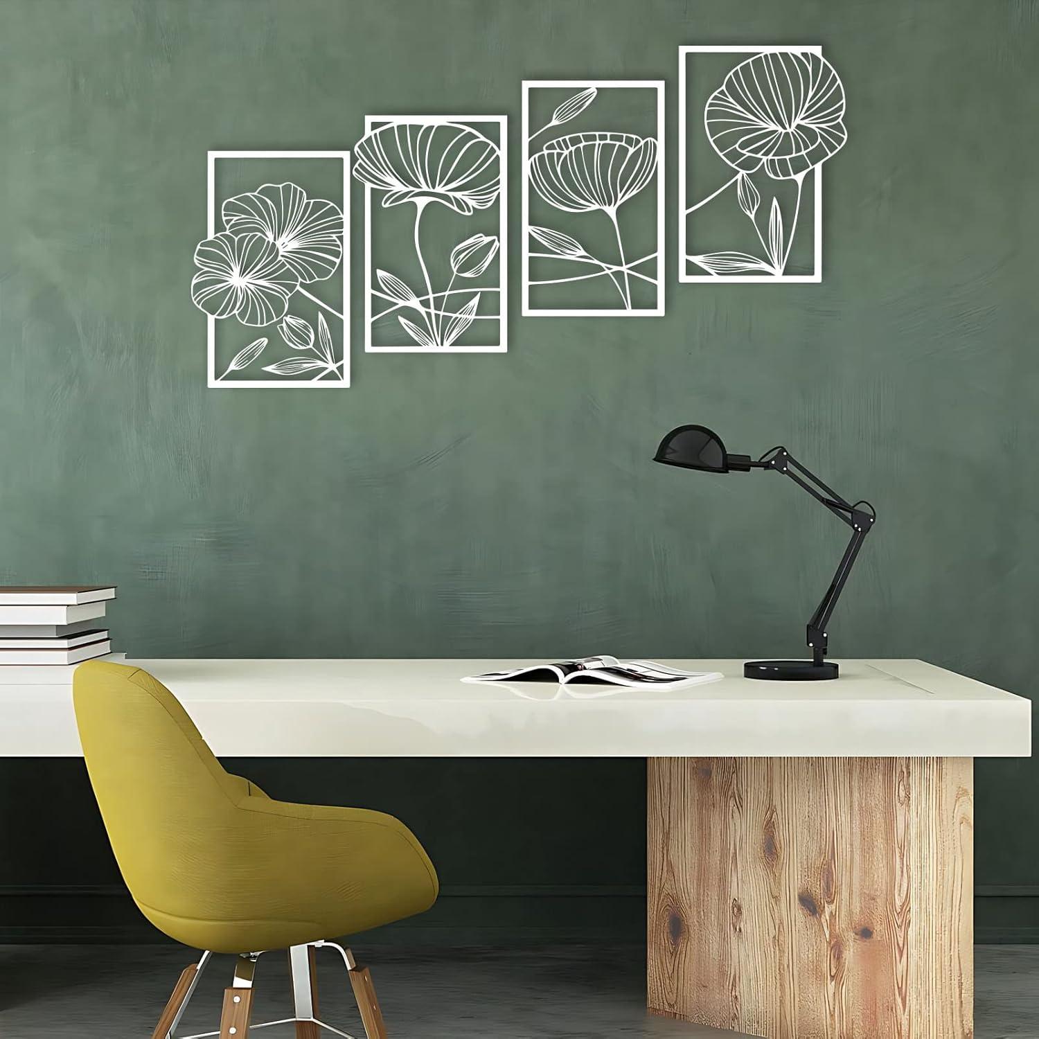 Metall Lotusblume Wanddekoration 4er Set Ästhetische Kunst