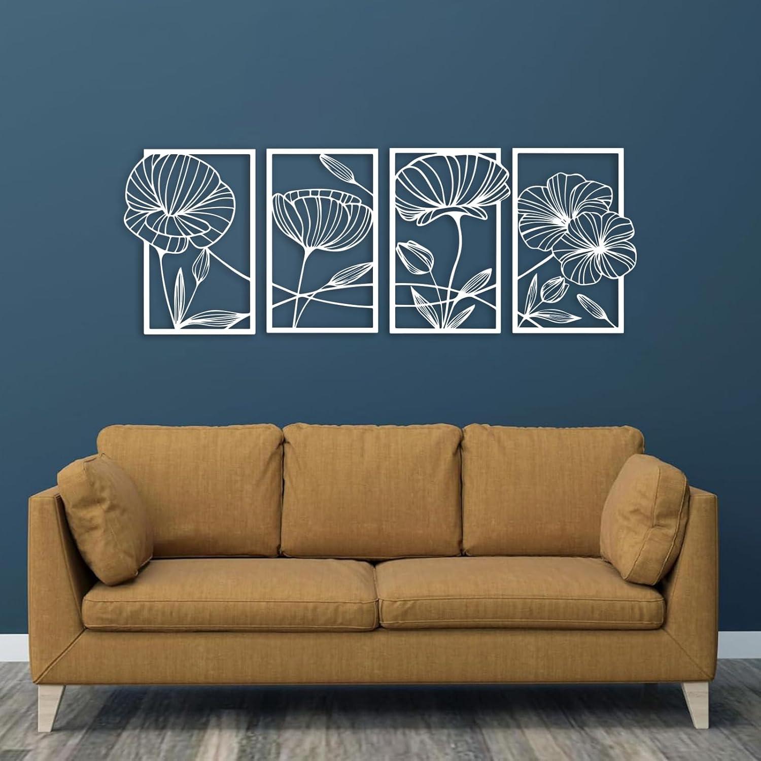 Metall Lotusblume Wanddekoration 4er Set Ästhetische Kunst