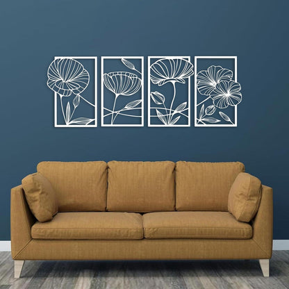 Metall Lotusblume Wanddekoration 4er Set Ästhetische Kunst