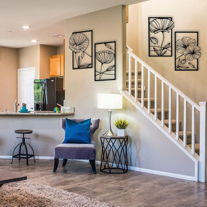 Metall Lotusblume Wanddekoration 4er Set Schwarz ~ Ästhetische Blumen