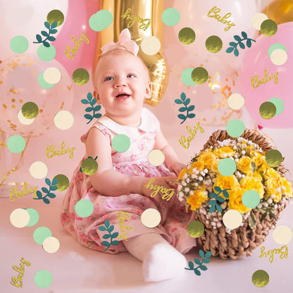 Babyparty Deko Konfetti Junge Mädchen Grün Gold 100 Stück