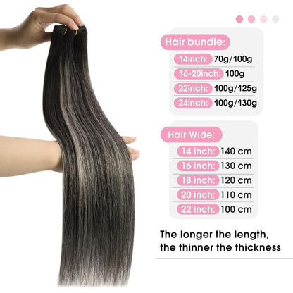Silberne Echthaar Tressen 35cm – 2-Weft-1B/S/1B