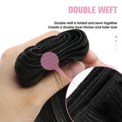 Silberne Echthaar Tressen 35cm – 2-Weft-1B/S/1B