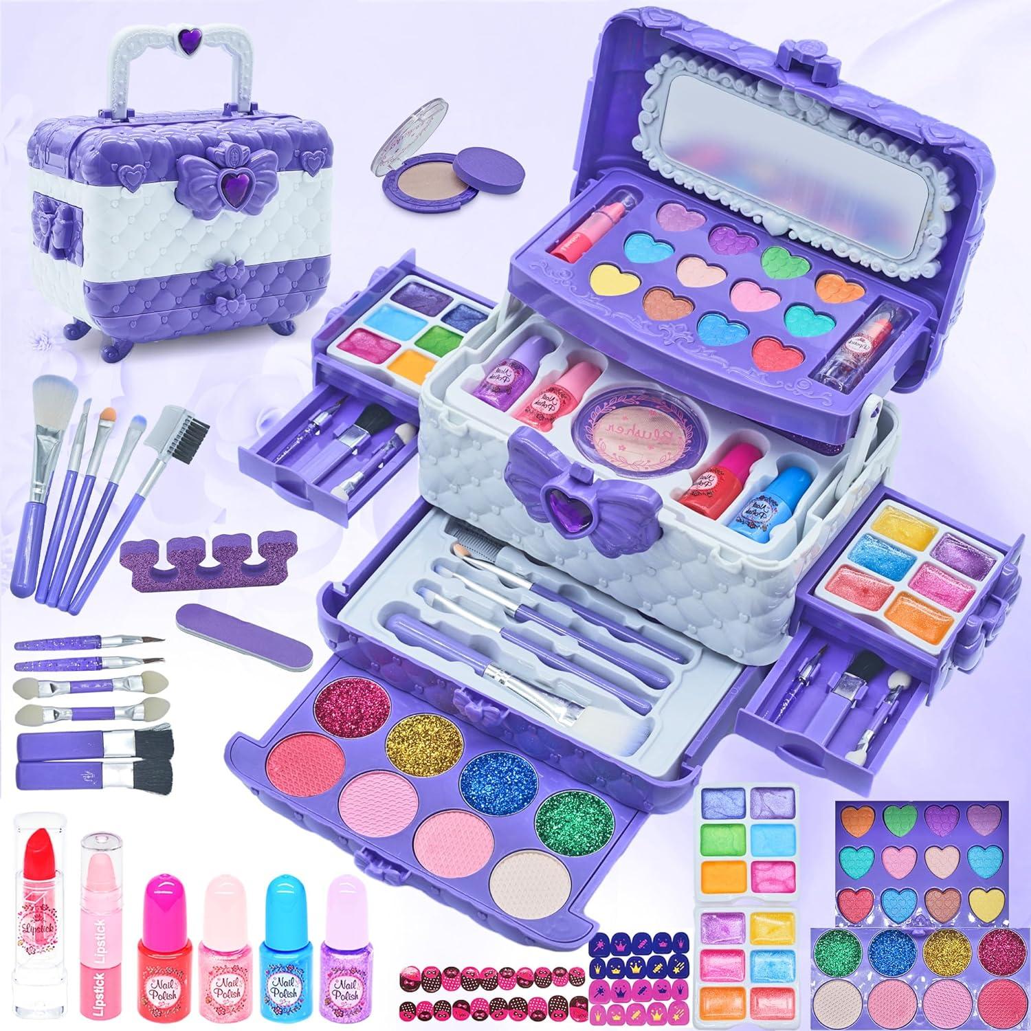 Kinderschminke Set Mädchen Schminkkoffer 57-teilig Waschbar Makeup