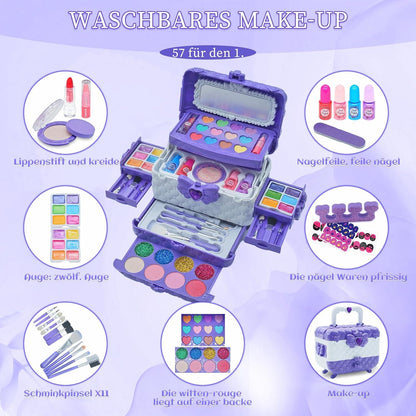 Kinderschminke Set Mädchen Schminkkoffer 57-teilig Waschbar Makeup