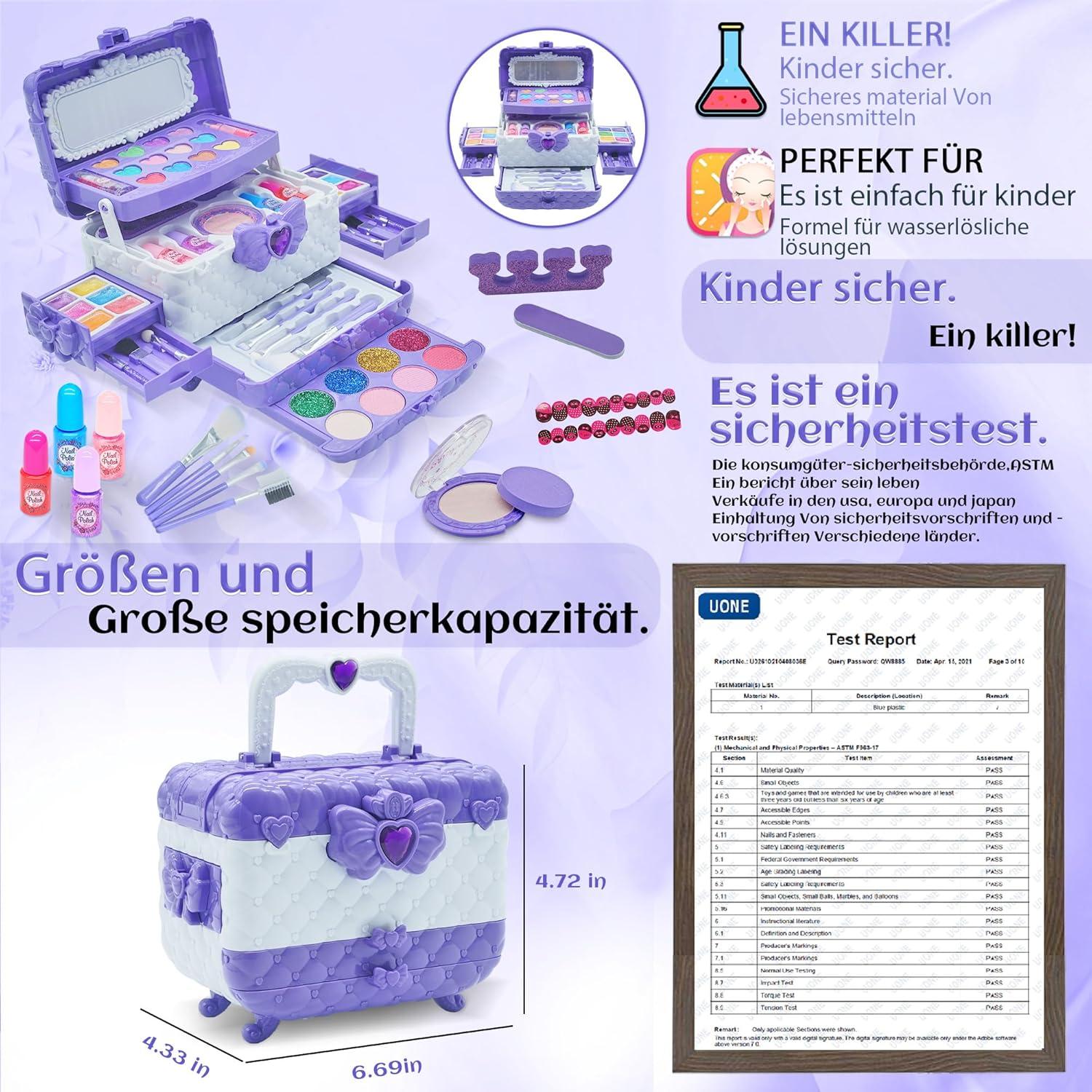 Kinderschminke Set Mädchen 57 PCS Schminkkoffer Waschbar Make Up
