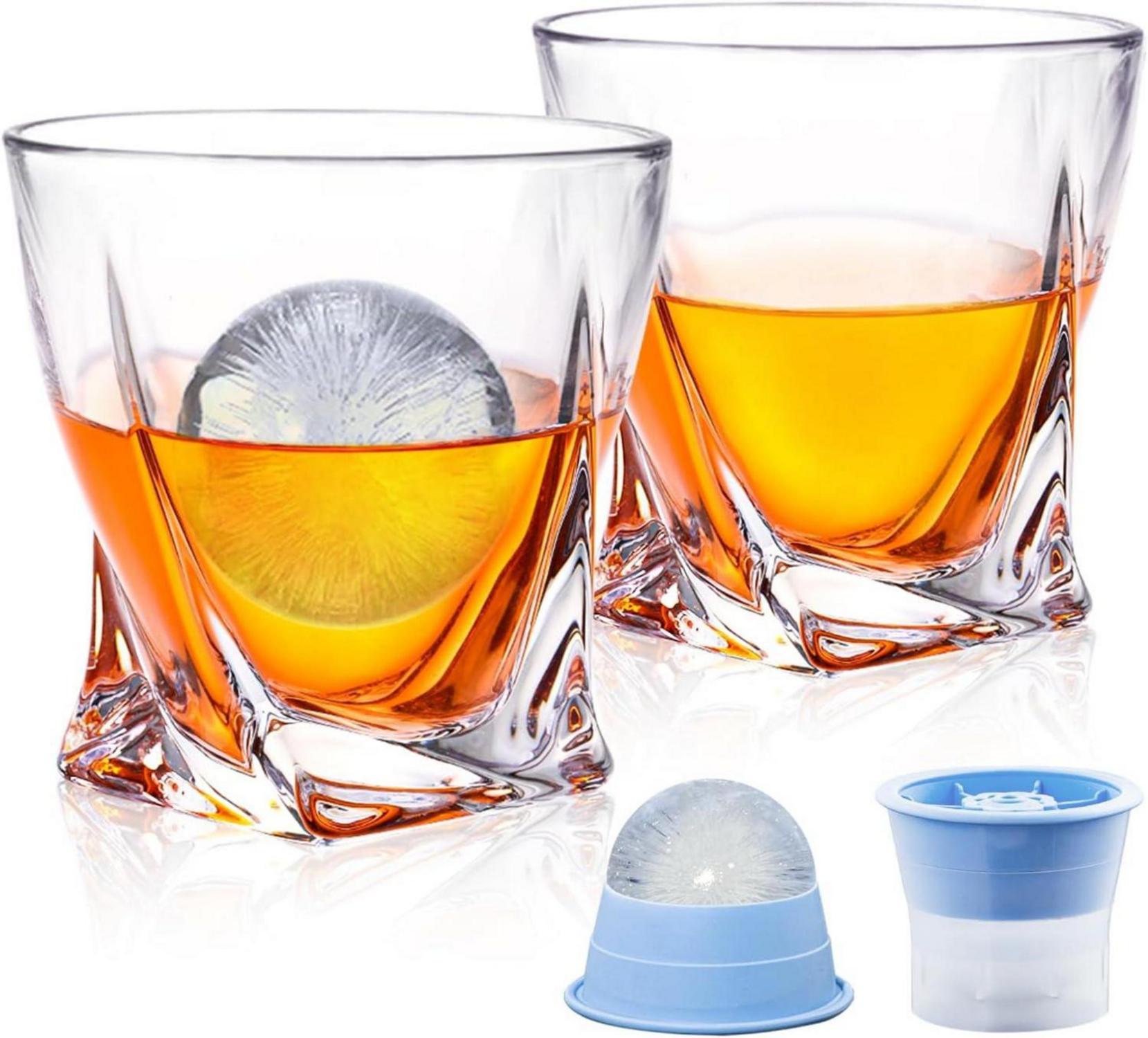Whisky Gläser mit Eiskugelformen, Bleifreie Kristallgläser